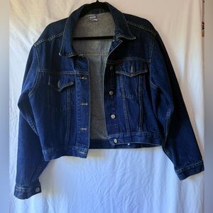 VINTAGE CROPPED WATCH L.A JEAN JACKET W/ HAND STITCHED HARLEY DAVIDSON PATCH